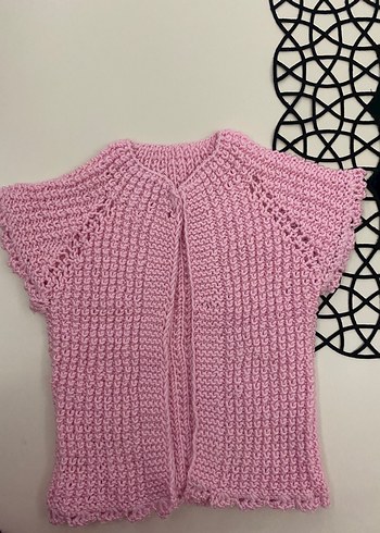 Çift Taraflı Kız Çocuk Pembe Triko Kolsuz Hırka - Görsel 2