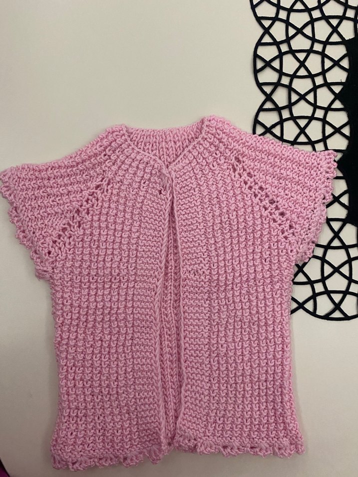 Çift Taraflı Kız Çocuk Pembe Triko Kolsuz Hırka - Görsel 2