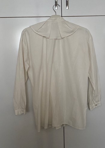 Düğmeli Uzun Kollu Keten Beyaz Gömlek - Görsel 10