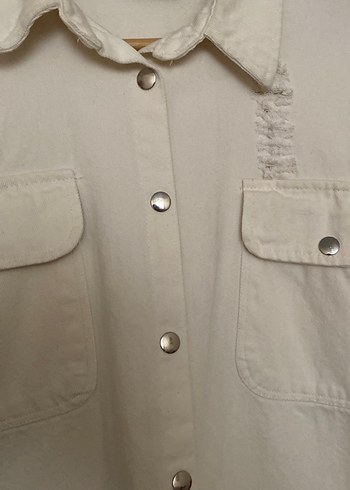 Bej Düğmeli Uzun Kollu Keten Gömlek - Görsel 3
