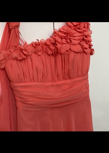 Pudra Pembe Drapeli Uzun Abiye Elbise - Görsel 3