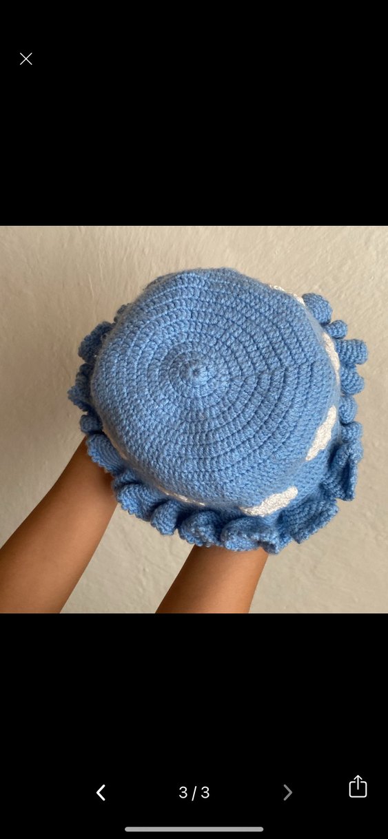 El yapımı Bulut Desenli Mavi şapka - Görsel 3