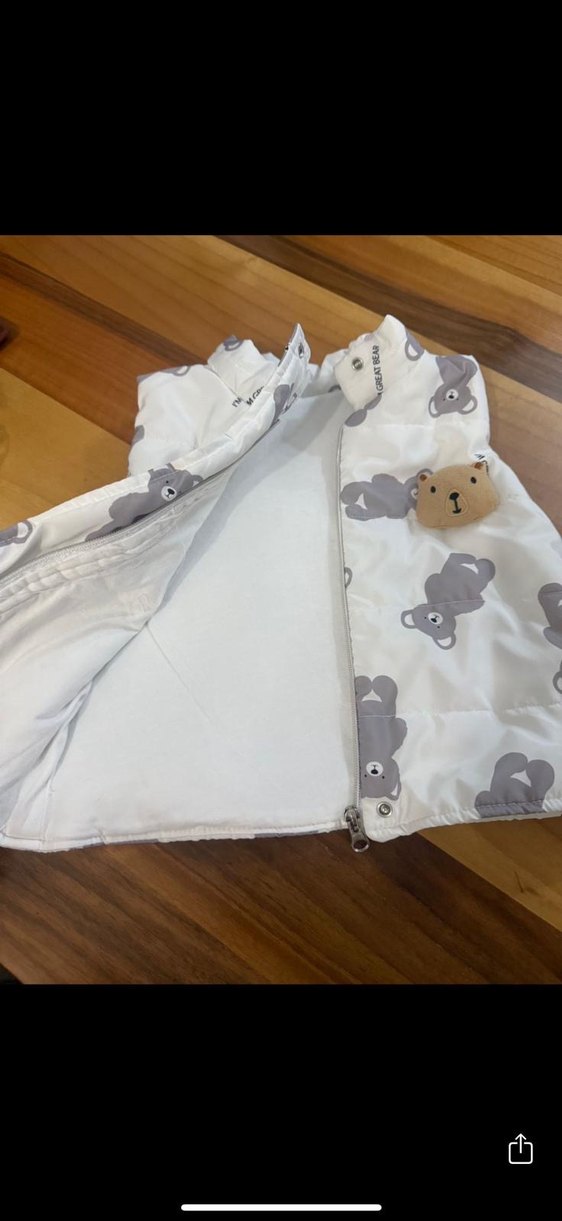 Kız Çocuk Ayıcık Desenli Düğmeli Yelek - Görsel 2