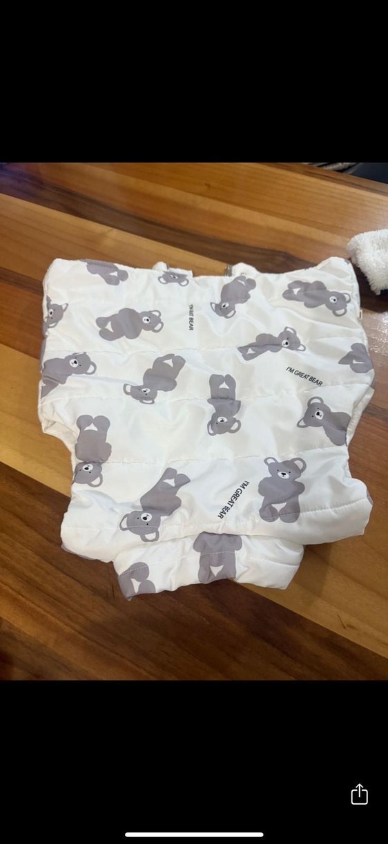 Kız Çocuk Ayıcık Desenli Düğmeli Yelek - Görsel 3