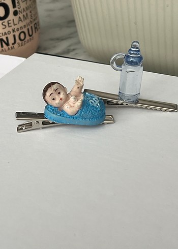 Bebek Figürlü Mavi Toka ve Emzik Şişesi - Görsel 2