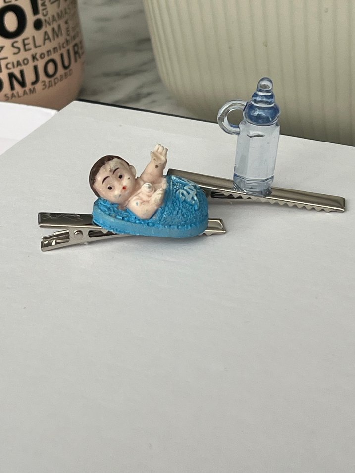 Bebek Figürlü Mavi Toka ve Emzik Şişesi - Görsel 2