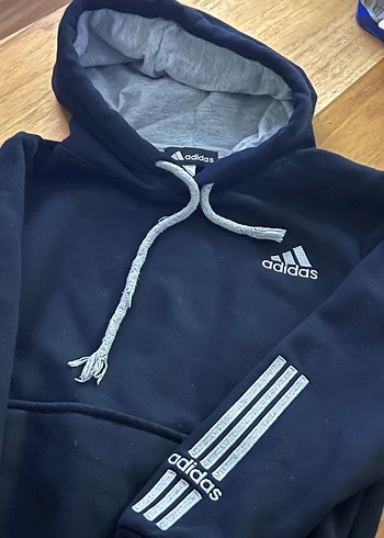 Adidas Kapüşonlu Erkek Sweatshirt Gri - Görsel 2