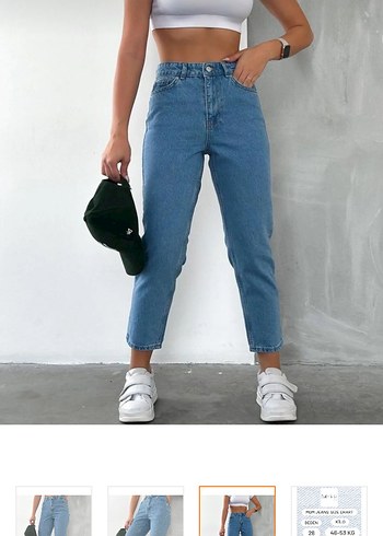 Kadın Açık Mavi Mom Jean Likralı Yüksek Bel - Görsel 2