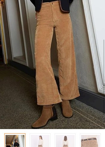 Bej Kadife Salaş Kadın Pantolon - Görsel 2