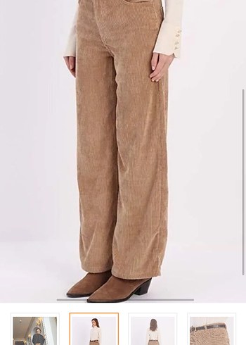 Bej Kadife Salaş Kadın Pantolon - Görsel 3