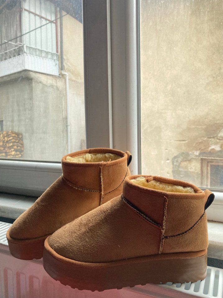 Kahverengi Süet Kürklü Kadın Dolgu Topuk Bot - Görsel 2