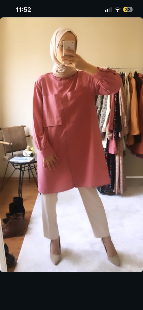 Midi Uzun Kollu gülkurusu Tunik - Görsel 2