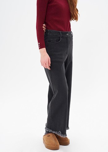 Gri Midi Boyfriend Kot Pantolon - Görsel 3