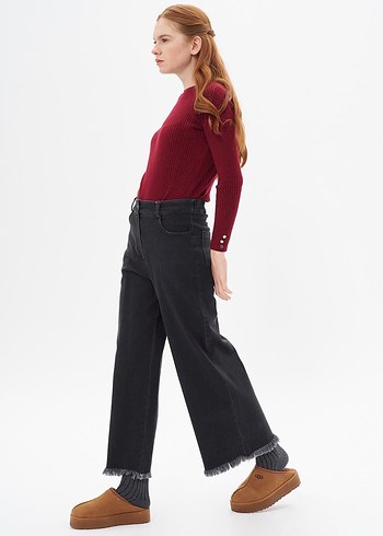 Gri Midi Boyfriend Kot Pantolon - Görsel 2