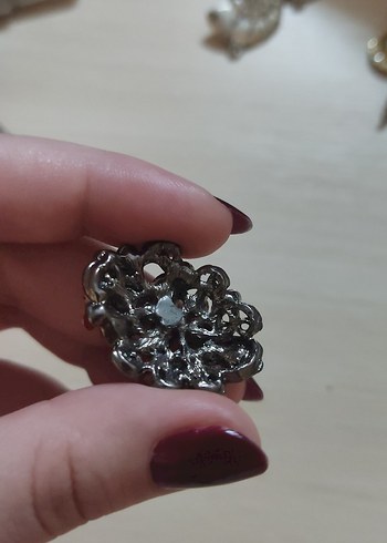 Kırmızı Parlak Taşlı Vintage Kolye ucu - Görsel 6