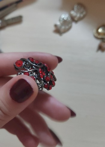 Kırmızı Parlak Taşlı Vintage Kolye ucu - Görsel 5