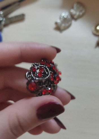 Kırmızı Parlak Taşlı Vintage Kolye ucu - Görsel 4
