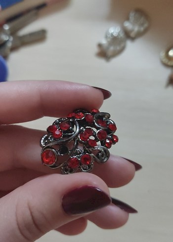 Kırmızı Parlak Taşlı Vintage Kolye ucu - Görsel 3