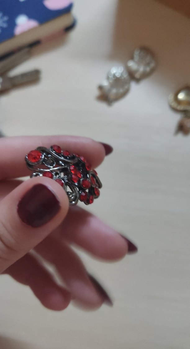 Kırmızı Parlak Taşlı Vintage Kolye ucu - Görsel 5