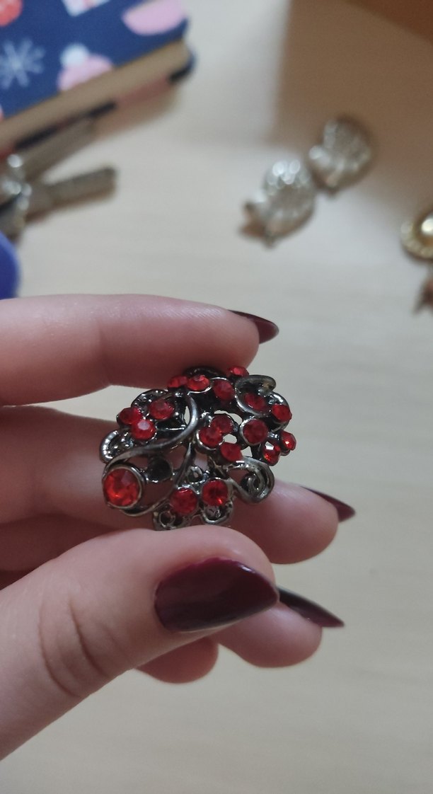 Kırmızı Parlak Taşlı Vintage Kolye ucu - Görsel 3