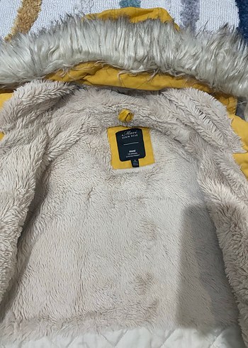 Kadın Sarı Kürklü Midi Kışlık Mont - Görsel 4