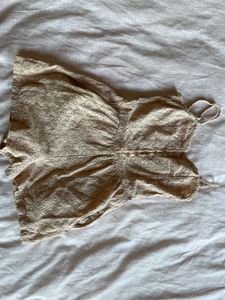 Düğmeli V Yakalı Keten Mini Tulum - Görsel 2