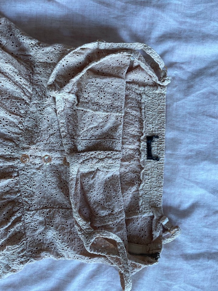 Düğmeli V Yakalı Keten Mini Tulum - Görsel 5