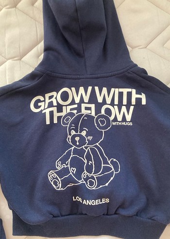 Kadın Lacivert Fermuarlı Kapüşonlu Sweatshirt - Görsel 3