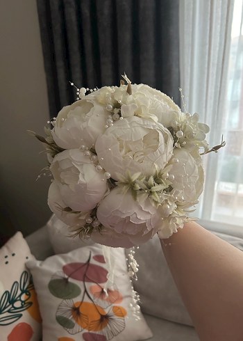 İnci detayla Beyaz Gelin Buketi - Görsel 5