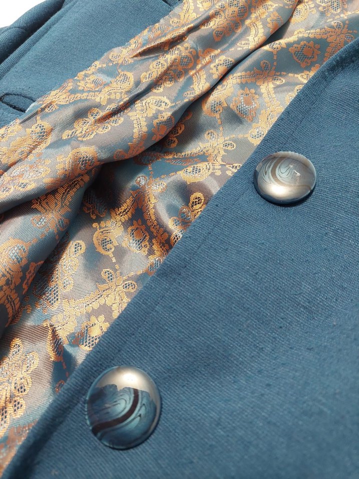 Düğmeli Lacivert pardesü - Görsel 3