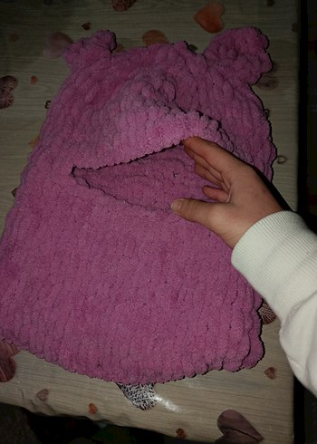 Pembe Örgü Balaklava model wegh maskesi - Görsel 2