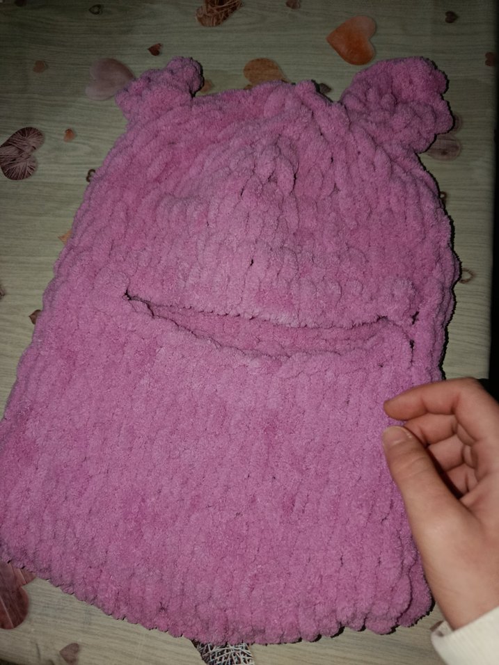 Pembe Örgü Balaklava model wegh maskesi - Görsel 3
