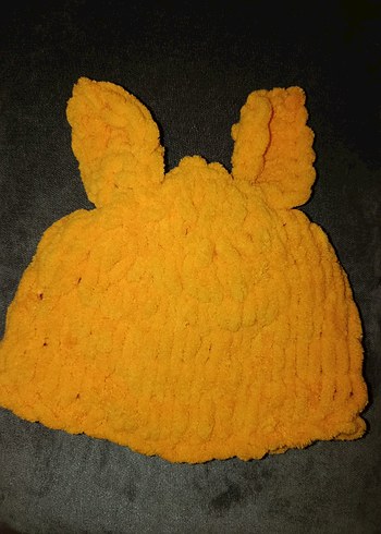 Sarı Örgü Çocuk Bere Kulaklı yumuşakk çok rahat sıcak tutar - Görsel 3