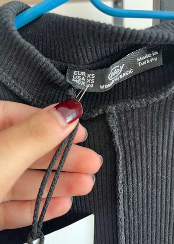 Siyah Yüksek Yakalı Uzun Kollu Triko Elbise - Görsel 3