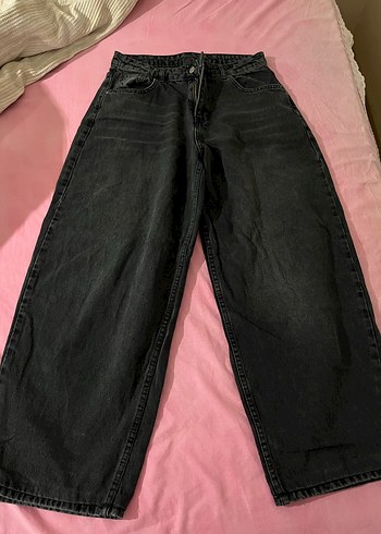Siyah düşük bel loose baggy jeans - Görsel 4