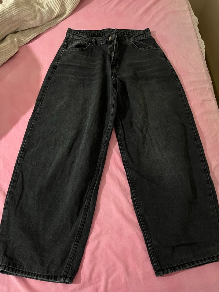 Siyah düşük bel loose baggy jeans - Görsel 4