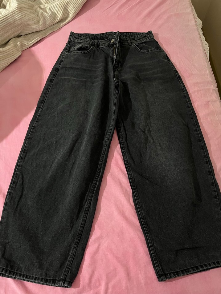 Siyah düşük bel loose baggy jeans - Görsel 3