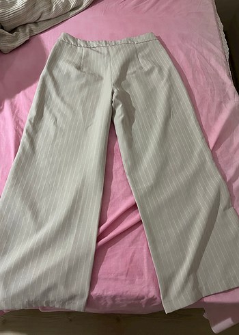 Taş Wide leg geniş paça dokuma çizgili pantolon - Görsel 6