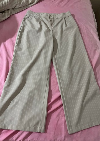 Taş Wide leg geniş paça dokuma çizgili pantolon - Görsel 8