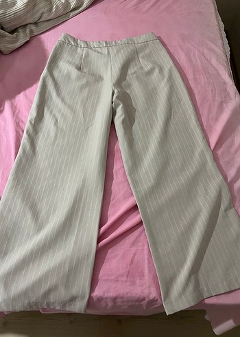 Taş Wide leg geniş paça dokuma çizgili pantolon - Görsel 5