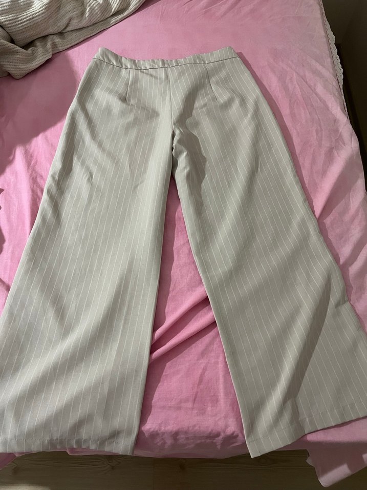 Taş Wide leg geniş paça dokuma çizgili pantolon - Görsel 5