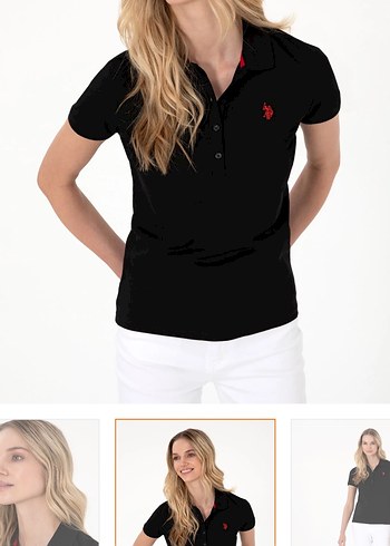 Düğmeli Siyah kadın Polo Tişört - Görsel 5