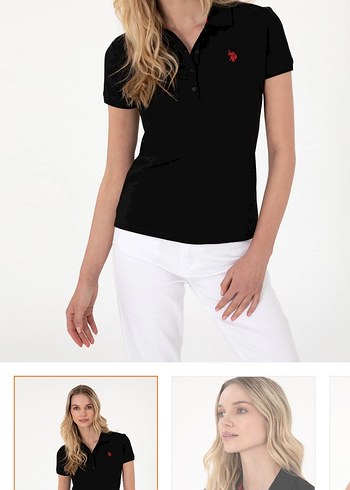 Düğmeli Siyah kadın Polo Tişört - Görsel 6
