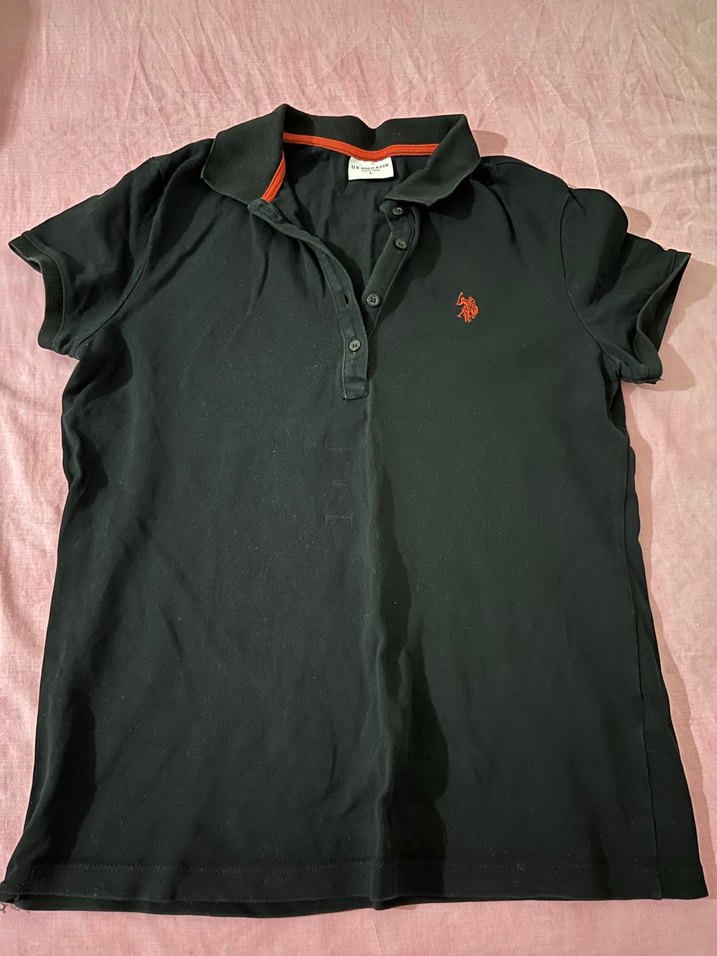 Düğmeli Siyah kadın Polo Tişört - Görsel 3