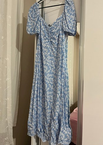 Mavi Bohem Uzun Elbise - Görsel 3