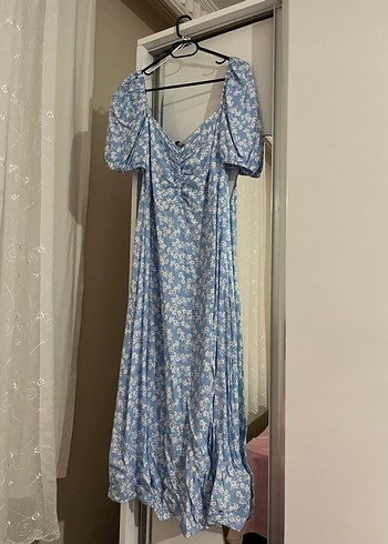 Mavi Bohem Uzun Elbise - Görsel 4