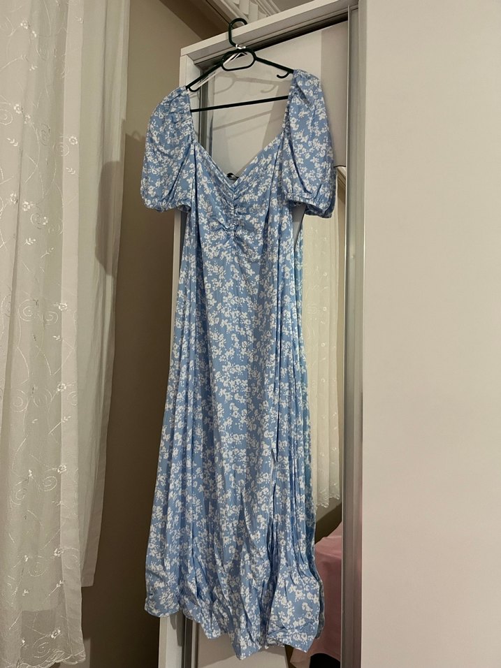 Mavi Bohem Uzun Elbise - Görsel 4