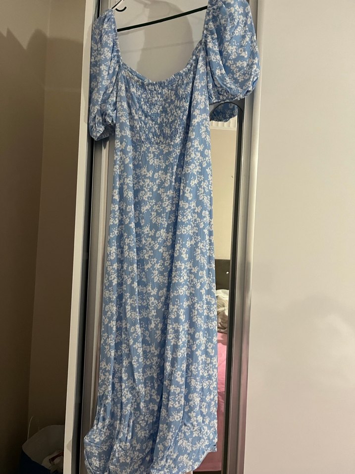 Mavi Bohem Uzun Elbise - Görsel 2