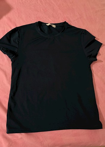 Kadın koyu lacivert Kısa Kollu Bisiklet Yaka Tişört - Görsel 3