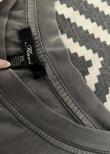 Gri soluk efektli kadın Tişörtü, Kısa Kollu, Baskılı - Görsel 5